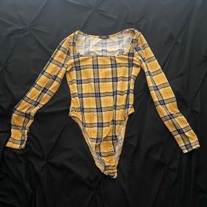 Shein Yellow Plaid Bodysuit